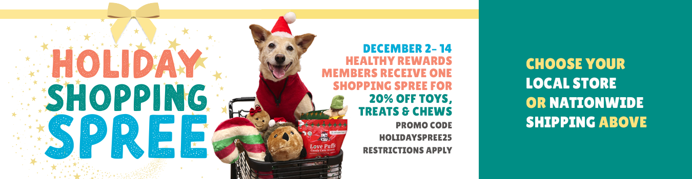 Dog in shopping cart shopping spree