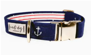 Anchors Away Nautical Buckle & Martingale Dog Collar Black Gunmetal / M (14-18") / Buckle