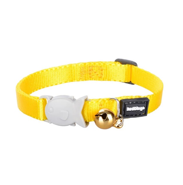 Fish Clip Cat Collar-Plain Yellow-12