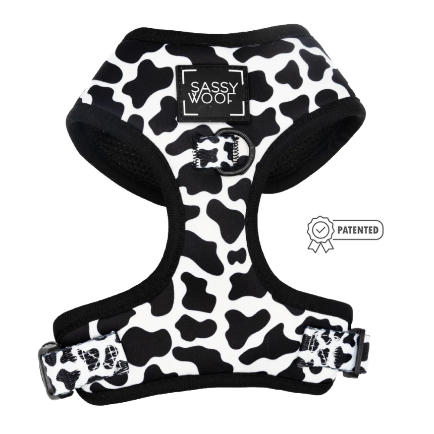Sassy Woof Adjustable Dog Harness, Moo Moo, Medium
