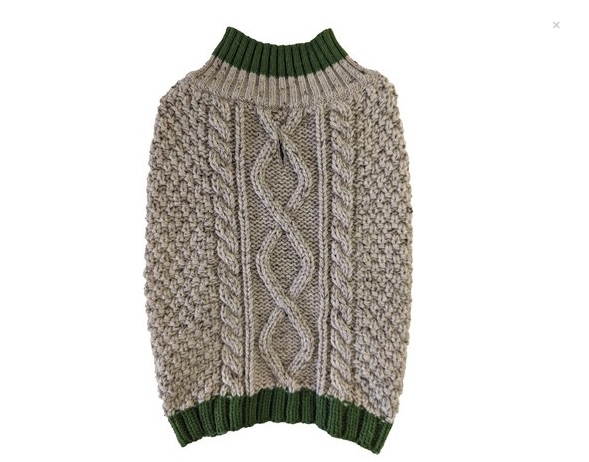 Fashion Pet Alpine Cable Sweater Taupe - Small