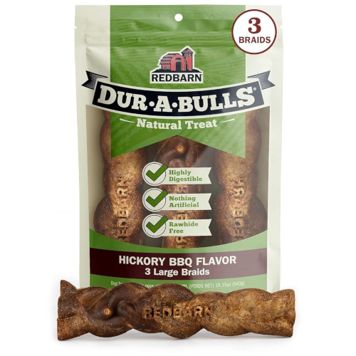 Redbarn Dog Treat Dur-A-Bulls Braid Large 3 Pack