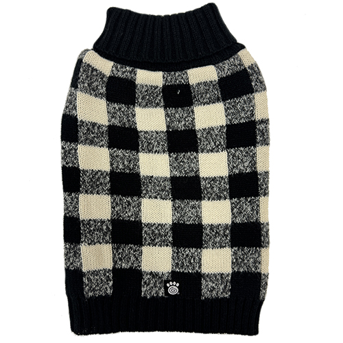 Buffalo Check Sweater, Black/Oatmeal, Small