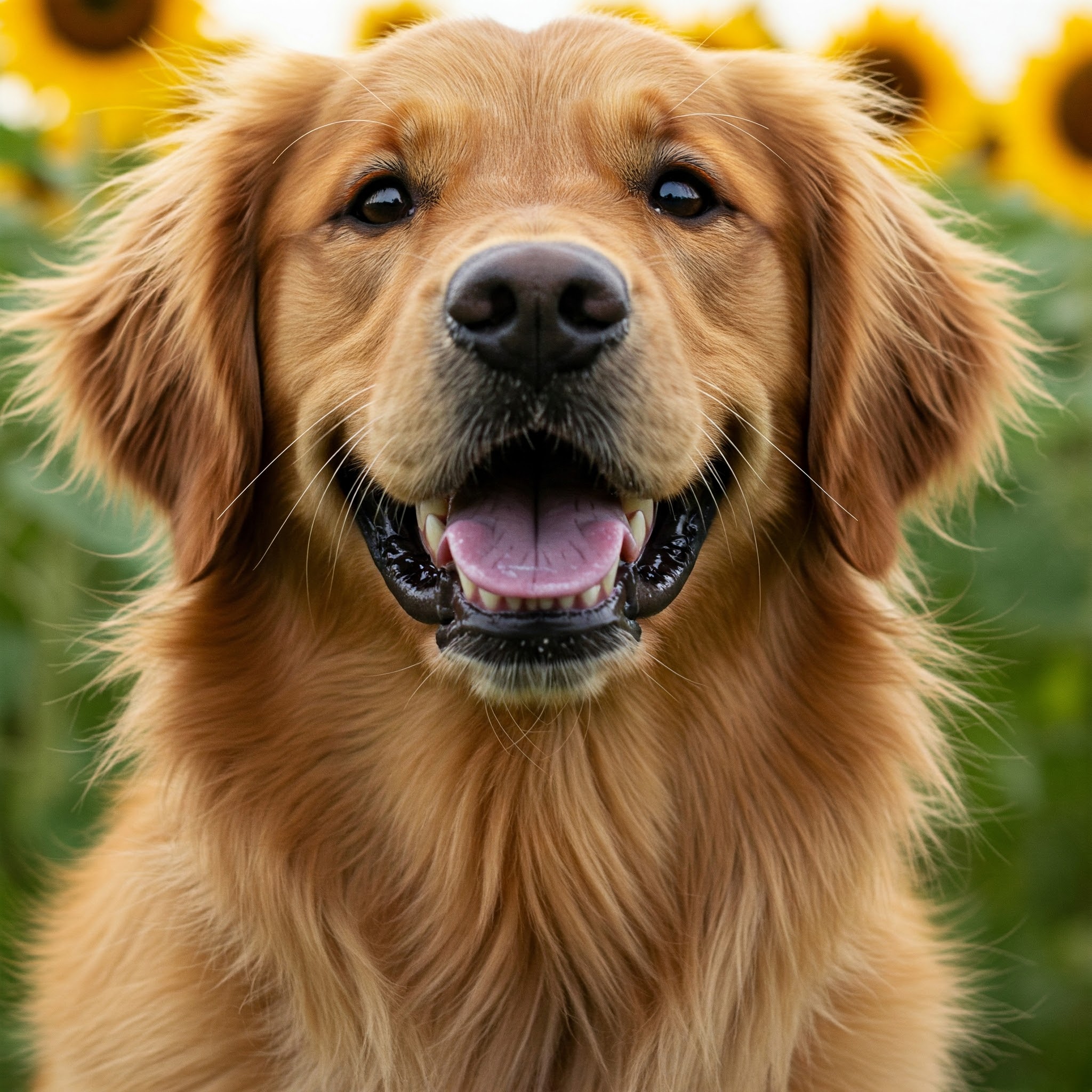 A dog with a big smile and clean teeth