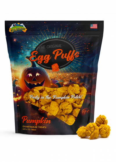 Wild Meadow Farms Halloween Pumpkin Egg Puffs Dog Treats, 1-oz