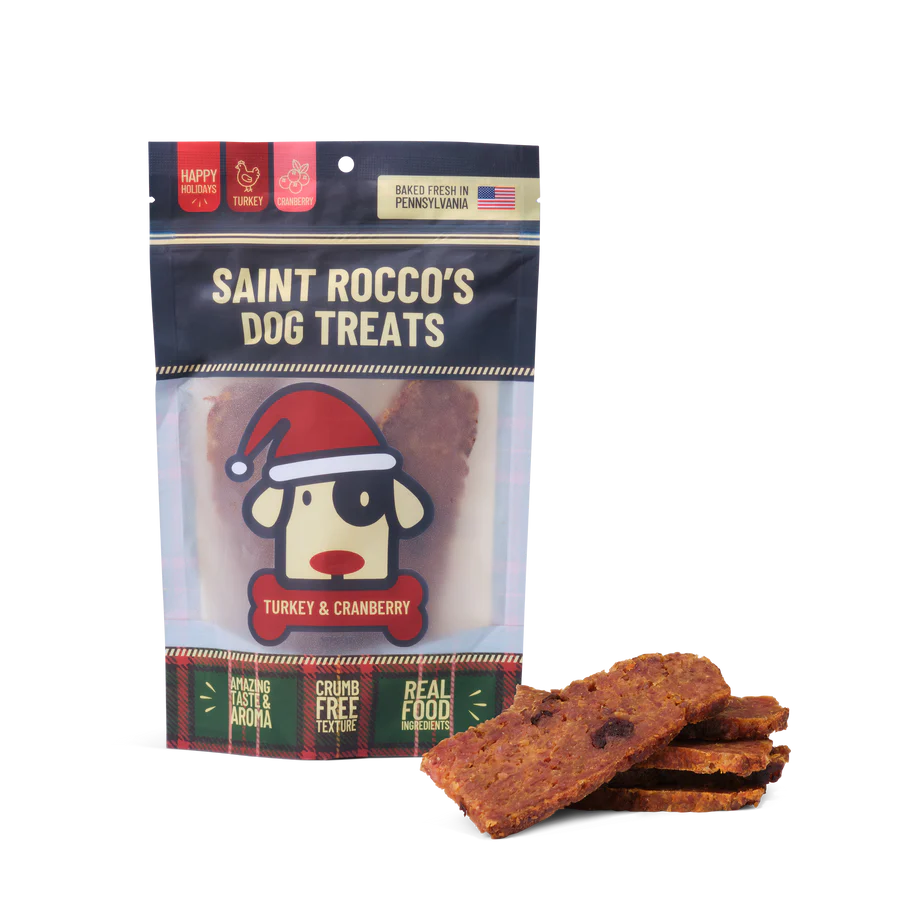 Saint Rocco's Treats Holiday Turkey & Cranberry Dog Treats, 8-oz