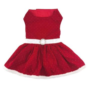 DOGGIE DESIGN HARNESS DRESS HOLIDAY- RED VELVET SPARKLE SMALL