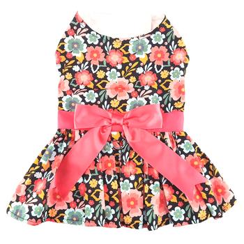 DOGGIE DESIGN HARNESS DRESS BLOOMING BLUE AND PEACH FLORAL SMALL