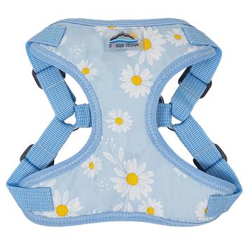 DOGGIE DESIGN WRAP AND SNAP DOG HARNESS BLUE DAISY X-SMALL