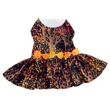 DOGGIE DESIGN HARNESS DRESS WITH MATCHING LEASH FALL LEAVES SMALL