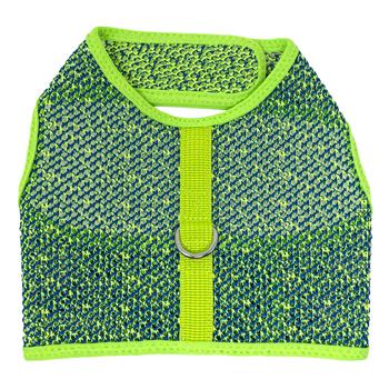 DOGGIE DESIGN ACTIVE MESH DOG HARNESS WITH LEASH- NEON GREEN& BLUE X-SMALL