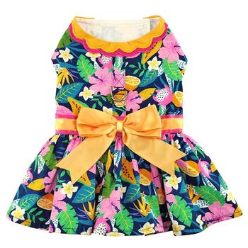 DOGGIE DESIGN DOG HARNESS DRESS WITH MATCHING LEASH FEISTA FLORAL SMALL