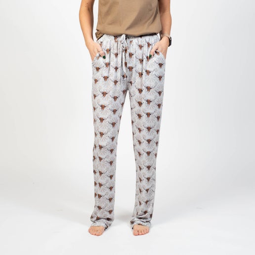 Western Cow Bamboo Adult Pajamas Pants - XL
