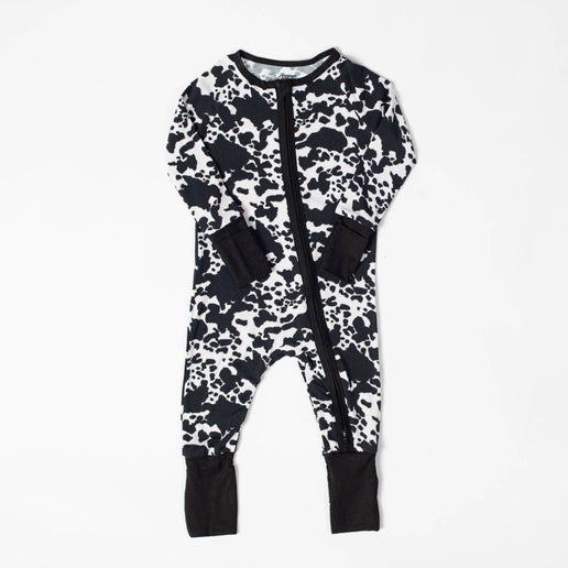 Cow Print Baby Bamboo Zippy - 6-12 Month