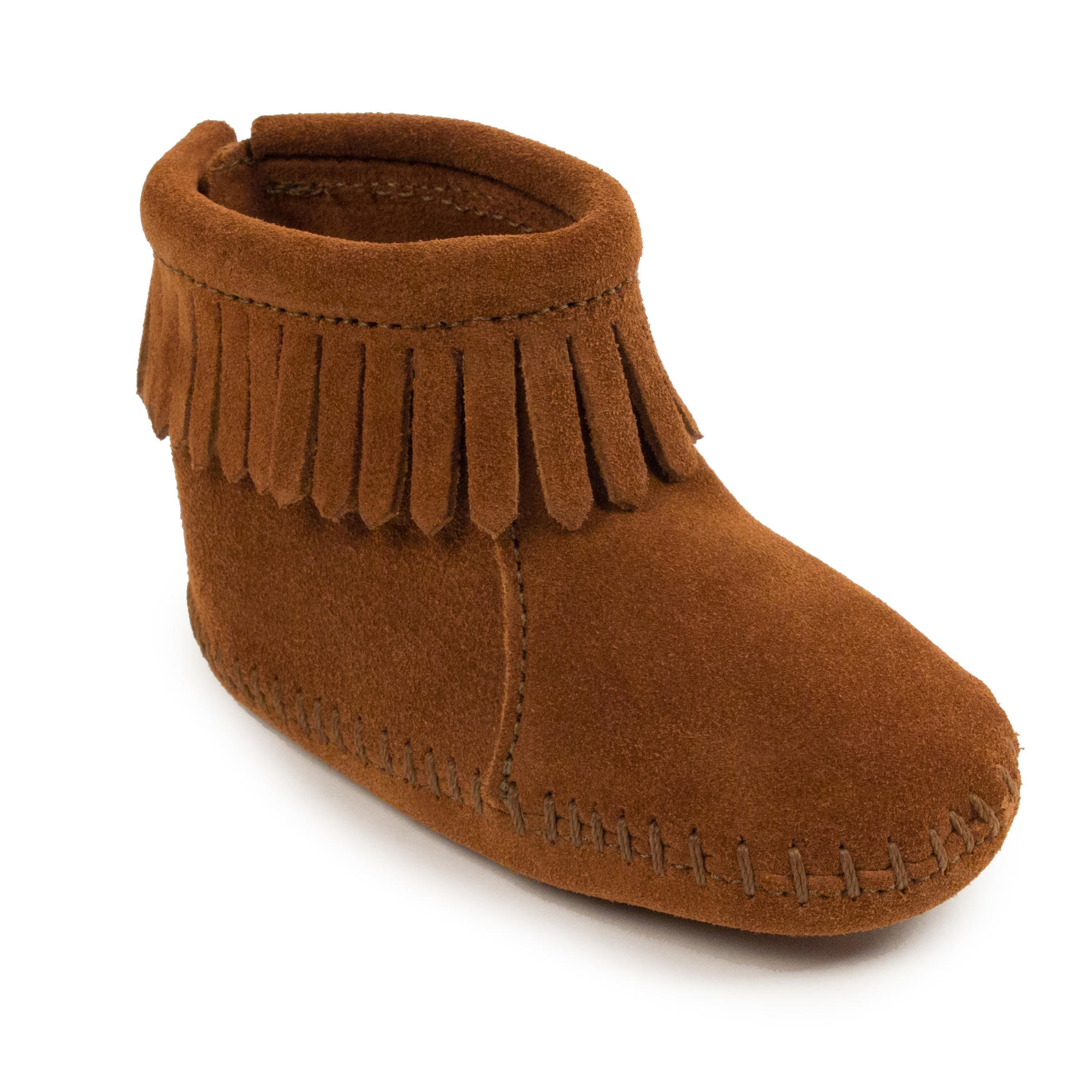 Minnetonka Kid's Back Flap Bootie Brown - Size 3
