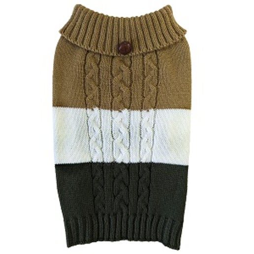 Color Block Cable Sweater Caramel - Small