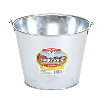 Galvanized Dairy Pail, 5 Quart