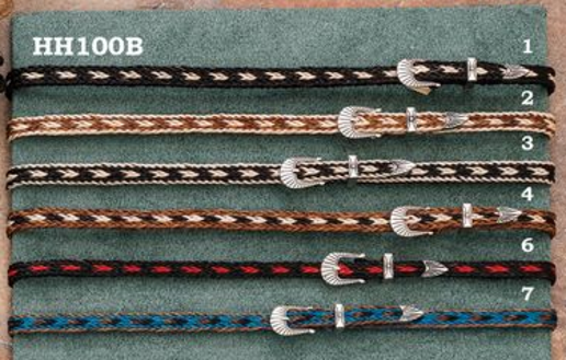 Horsehair Hat Band 3 Strand with Buckle - Brown with White/Black (#4)