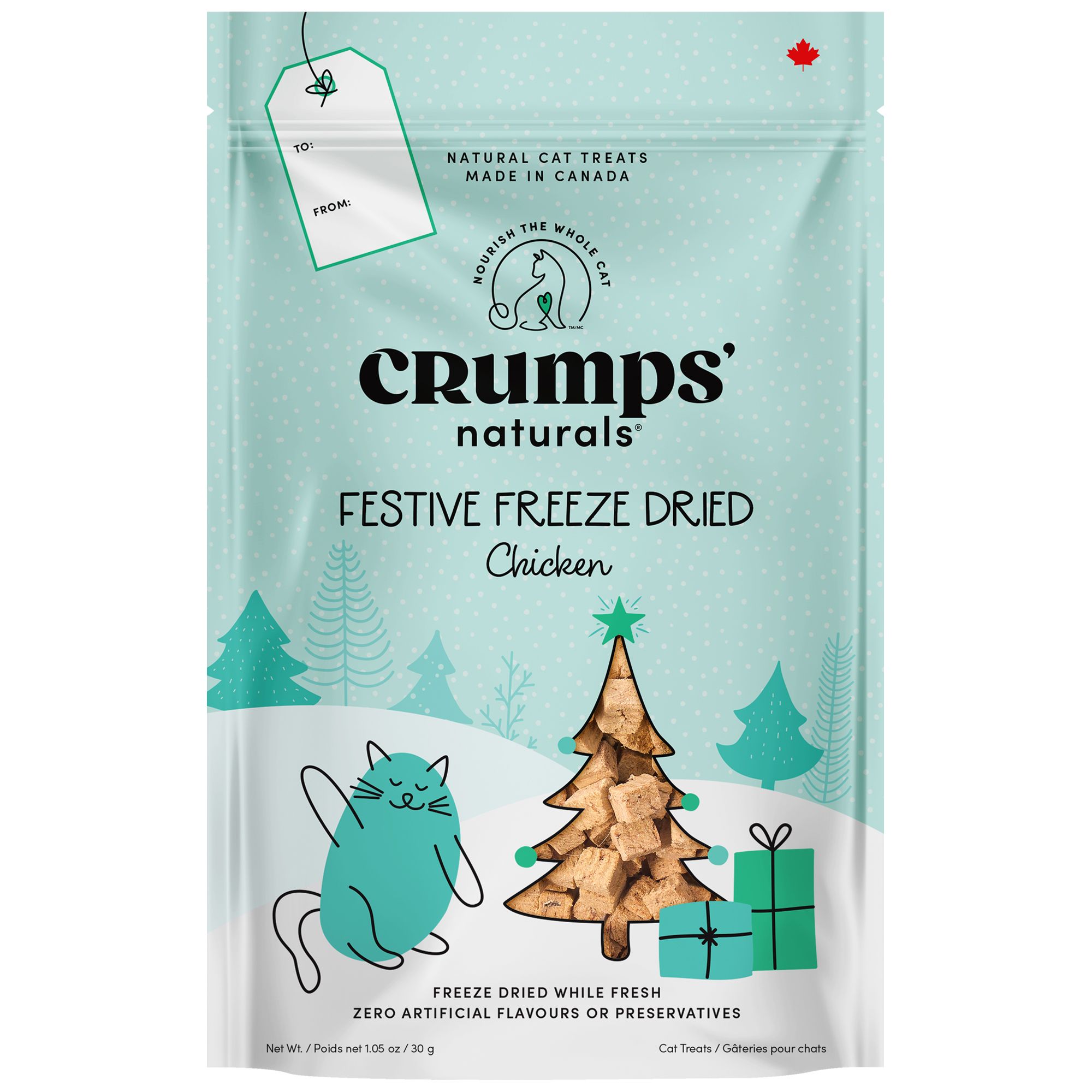 Crumps Holiday Festive Freeze Dried Chicken Treats for Cat, 30-g