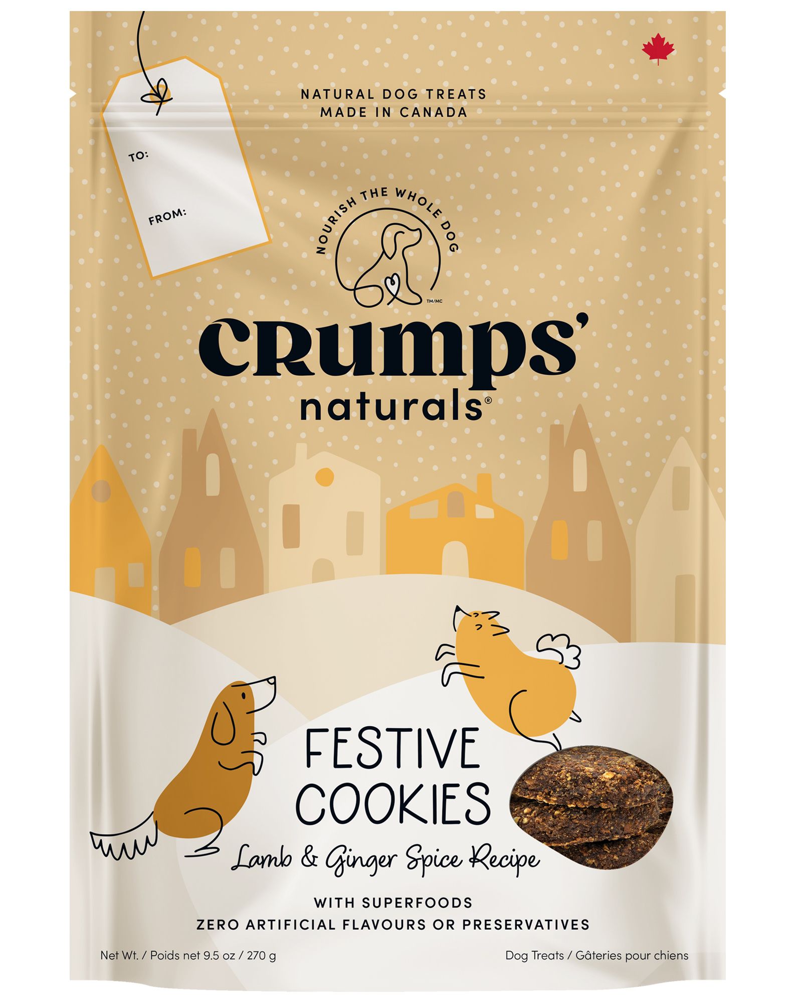 Crumps Holiday Festive Cookies Lamb & Ginger Treat for Dogs, 270-g