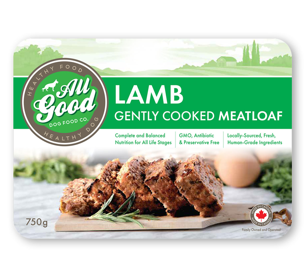 All Good Dog Food Gently Cooked Lamb Meatloaf, 750-g