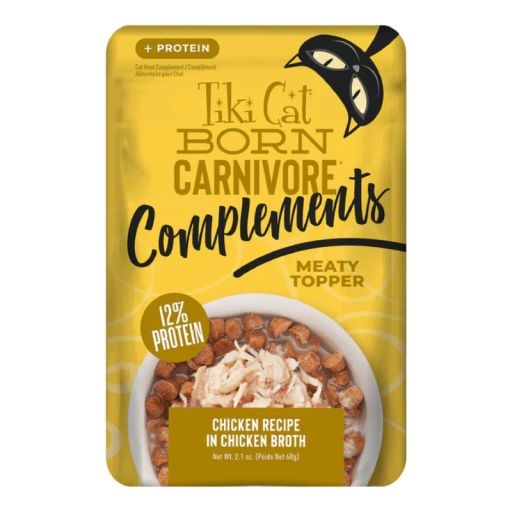 Tiki Cat Born Carnivore Complements Meaty Topper Chicken Recipe in Chicken Broth 2.1 oz