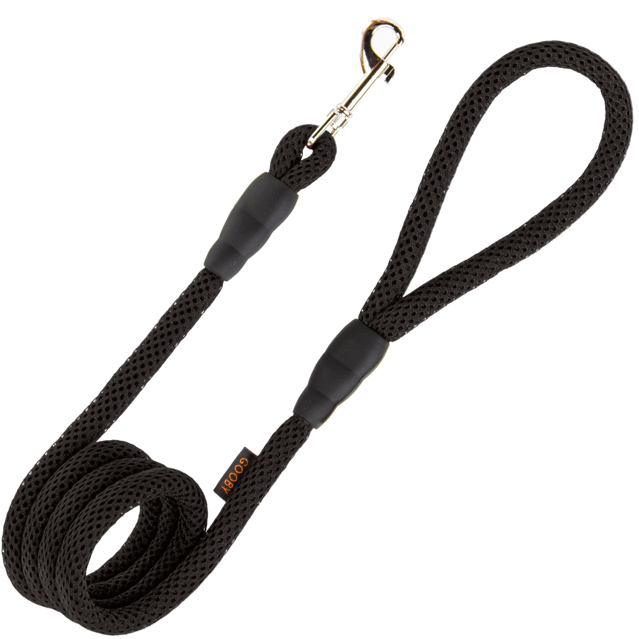 Gooby Soft Mesh Dog Leash, Black, 4-ft