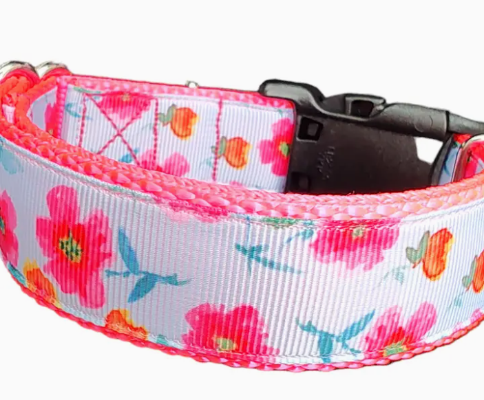 Doot's Pets: Dog Collar (Pink Flowers LG)