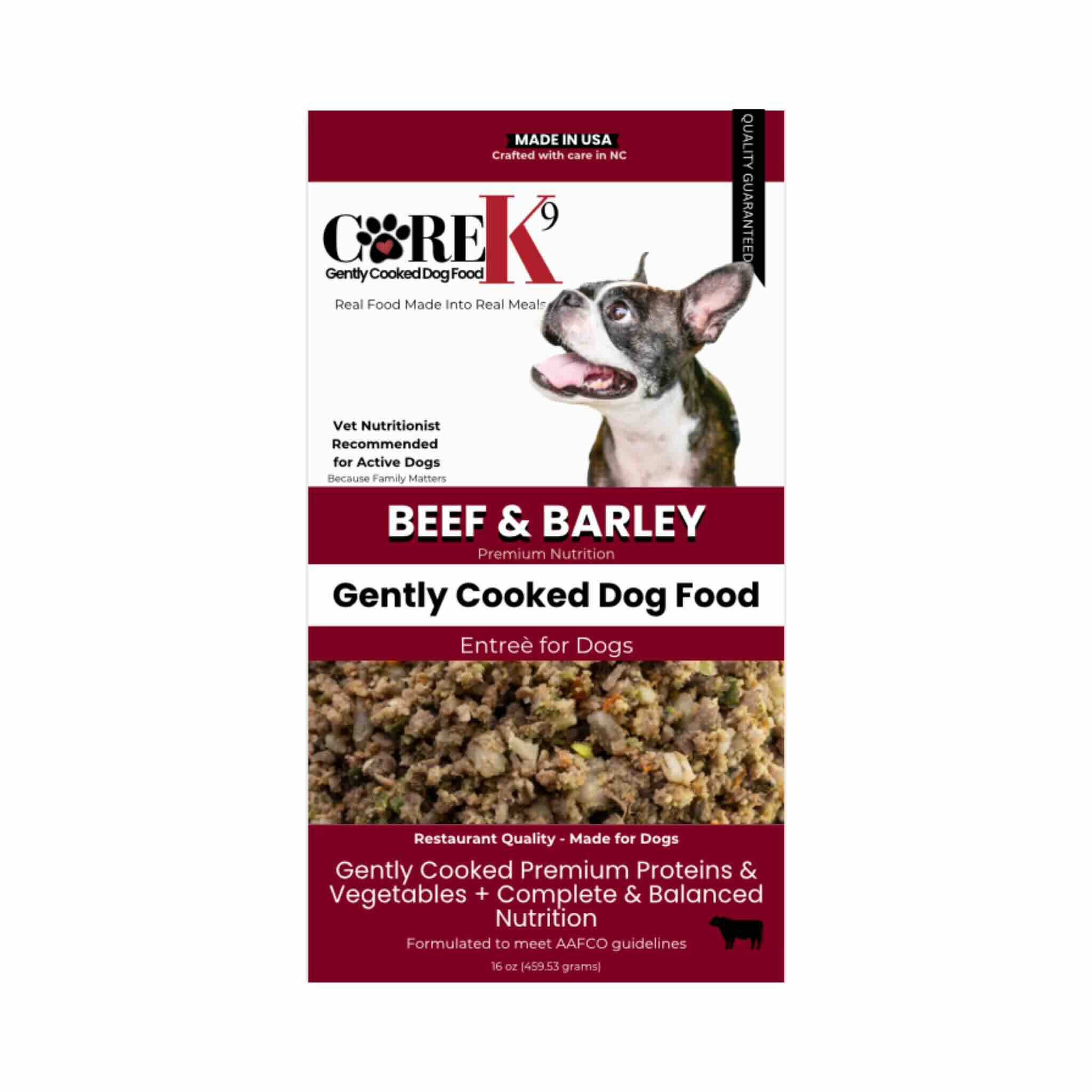 Core K9 Beef & Barley 1lb Gently Cooked Dog Food