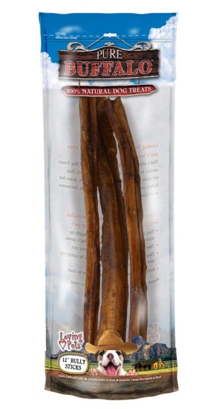 Loving Pets Pure Buffalo Bully Sticks Dog Treat 12'' 3pk