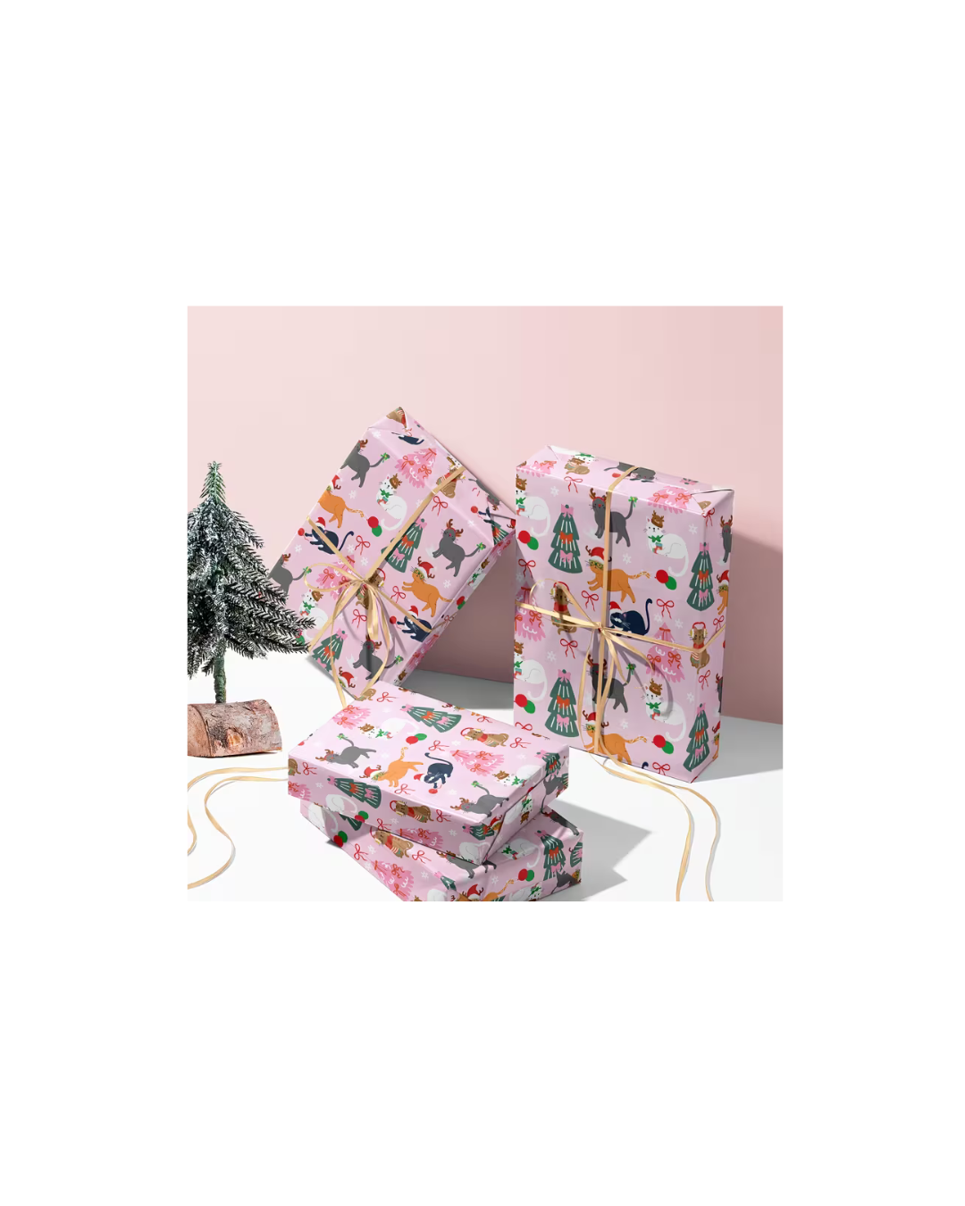 Wrapping Paper -  Cats with Hats and Trees