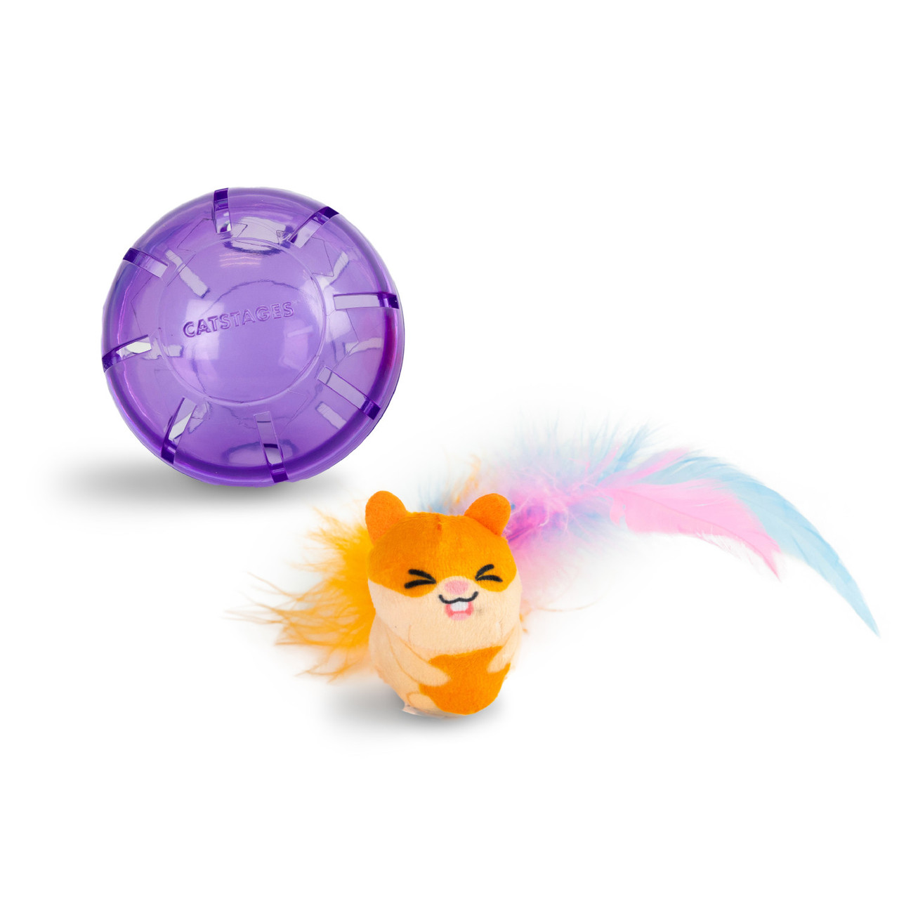 OUTWARD HOUND CAT PURPLE HAMSTER BALL INTERACTIVE TREAT STUFFER WITH PLUSH TOY