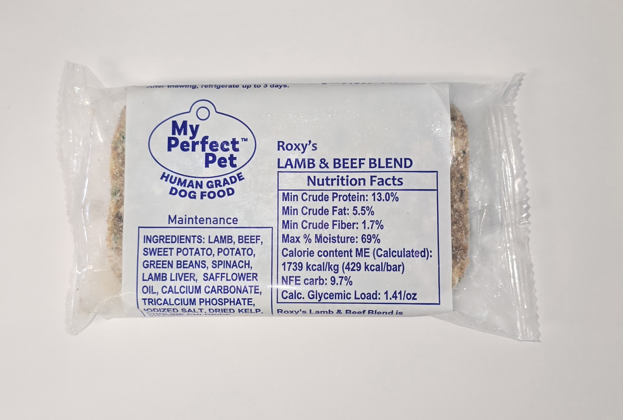 My Perfect Pet Roxy's Lamb & Beef Grain-Free Frozen Dog Food, Single 8-oz Bar