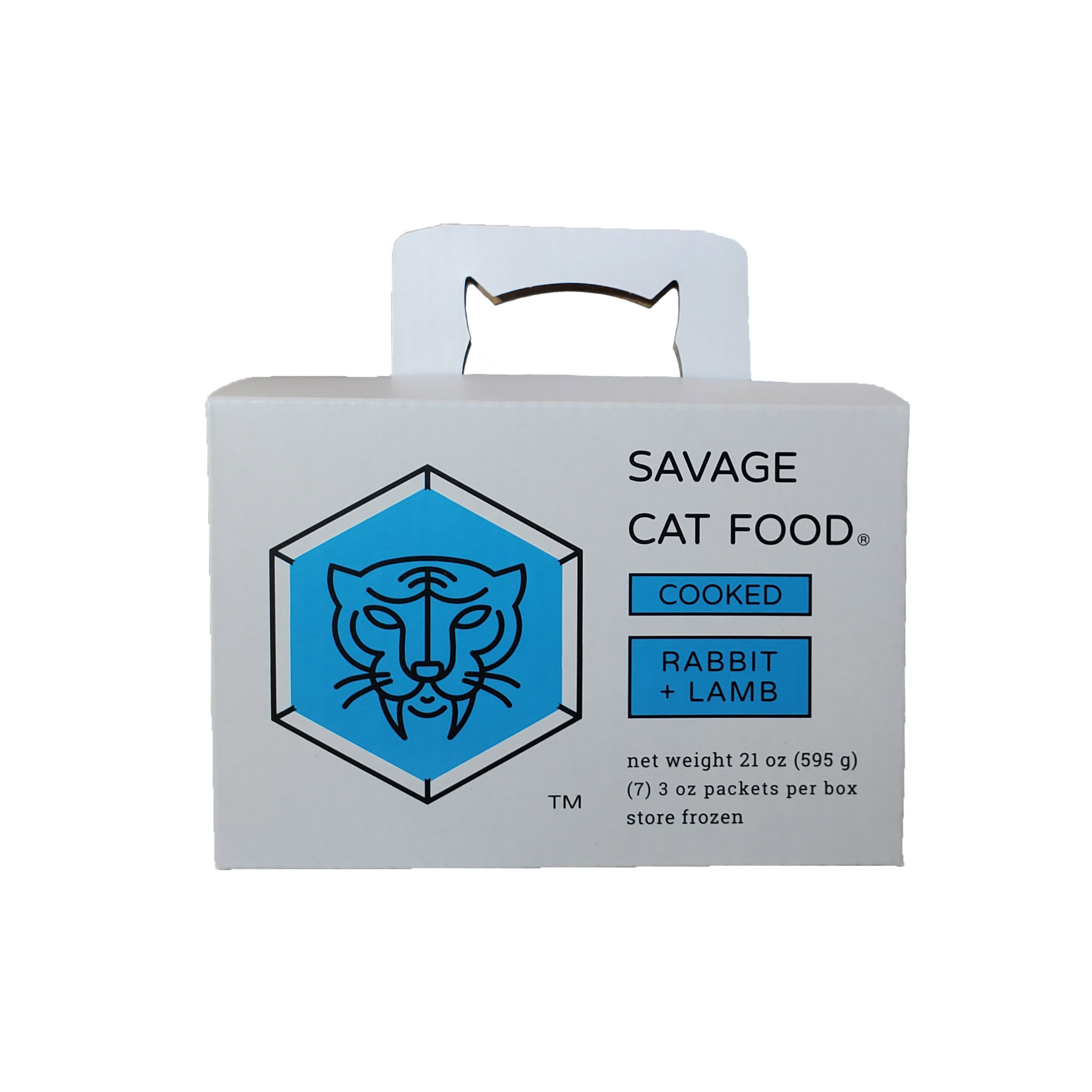Savage Cat Gently Cooked Rabbit + Lamb Frozen Cat Food, Small, 21-oz box