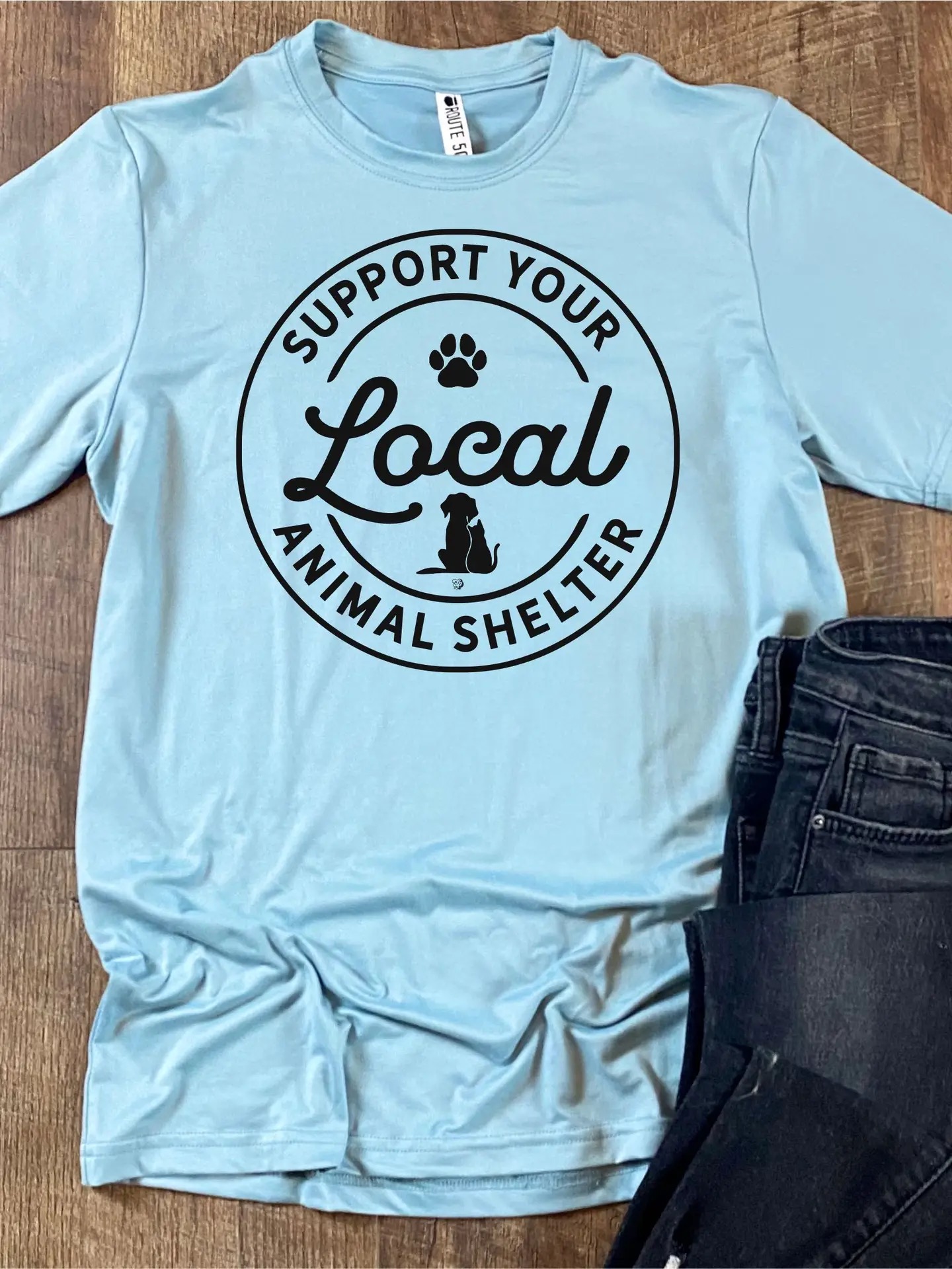 The Dapper Paw- Support Your Local Shelter Tee Large