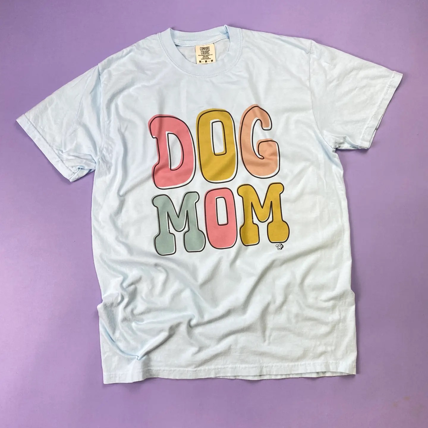 The Dapper Paw- Retro Colorful Dog Mom Tee Large
