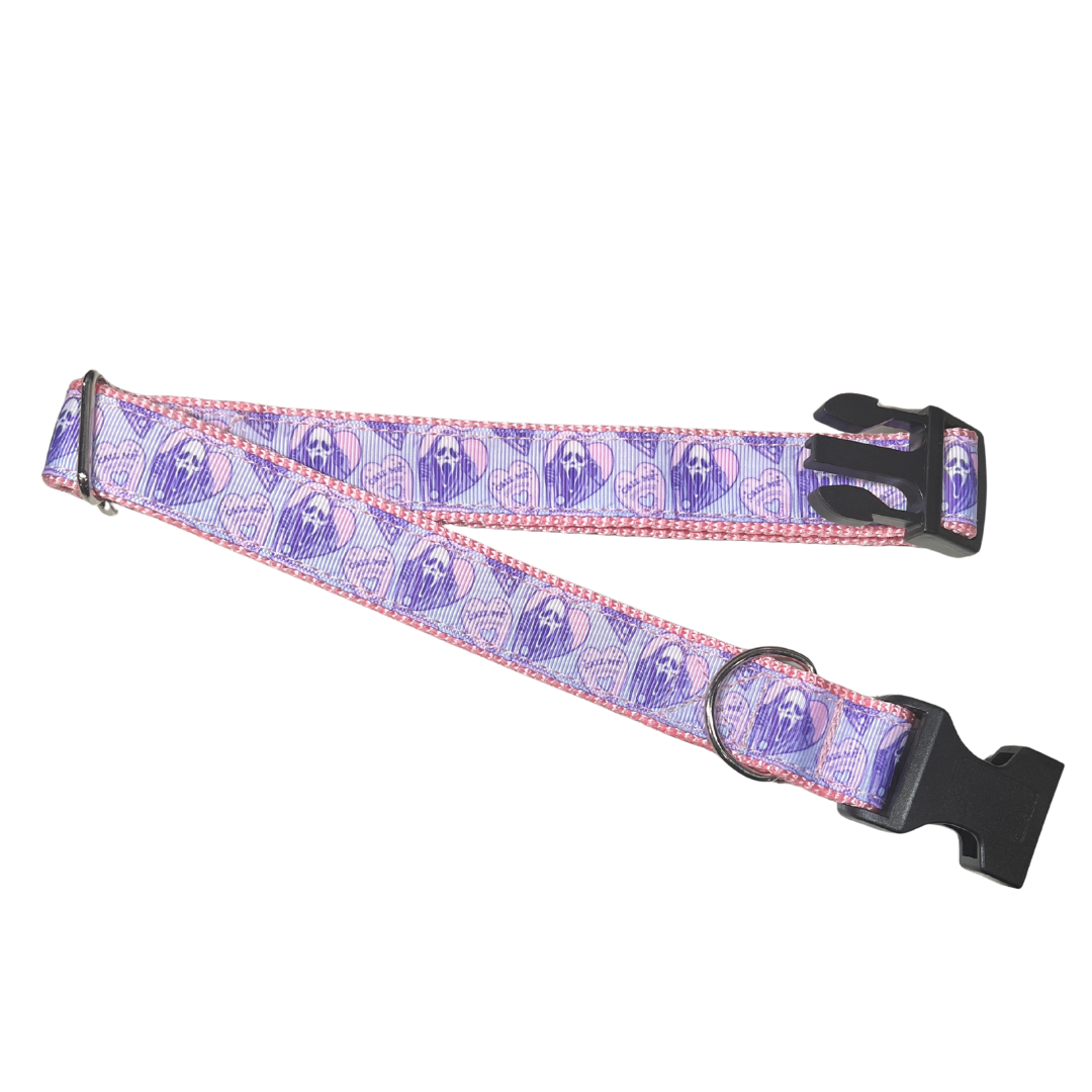 Parish Pets- 1" Wide Dog Collar Ghostface Large