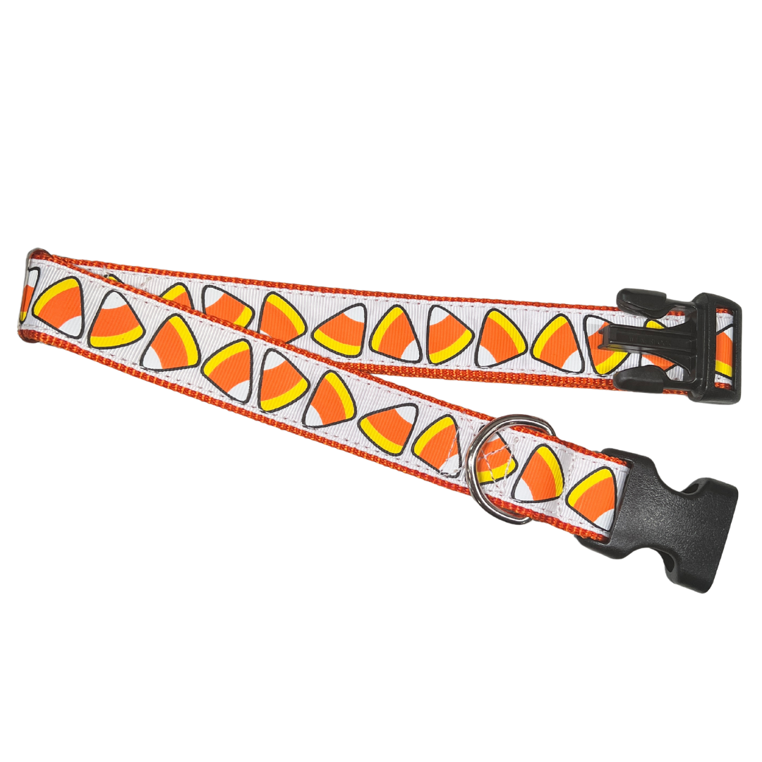 Parish Pets- 1" Wide Dog Collar Candy Corn Medium