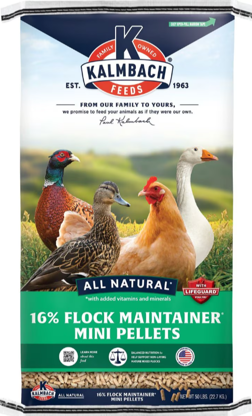 Kalmbach All Natural 16% Flock Maintainer Mini Pellets 50lbs