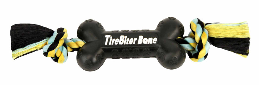 TireBiter Bone w/Rope Dog Toy