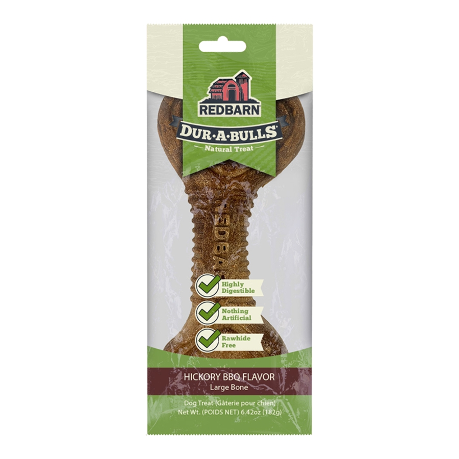 Redbarn Dur-A-Bulls Hickory BBQ Bone Dog Treats, Large, 1-count