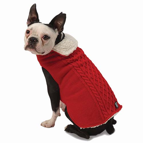 Petrageous Cable Sweater Jacket Red Lg