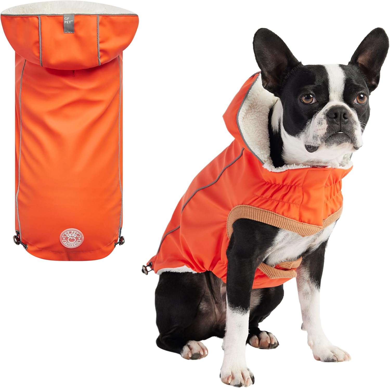 GF Pet Elasto-Fit Insulated Dog Raincoat, Orange, 3X-Large