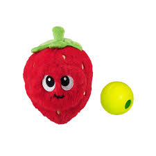 Outward Hound Fruity Findz Interactive Plush Dog Puzzle with Treat Ball, Red
