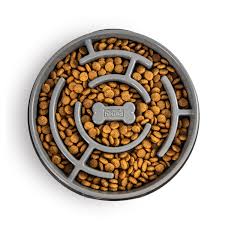 Outward Hound Fun Feeder Slo Bowl Slow Feeder Dog Bowl, Carbon, Large (Size: Large)