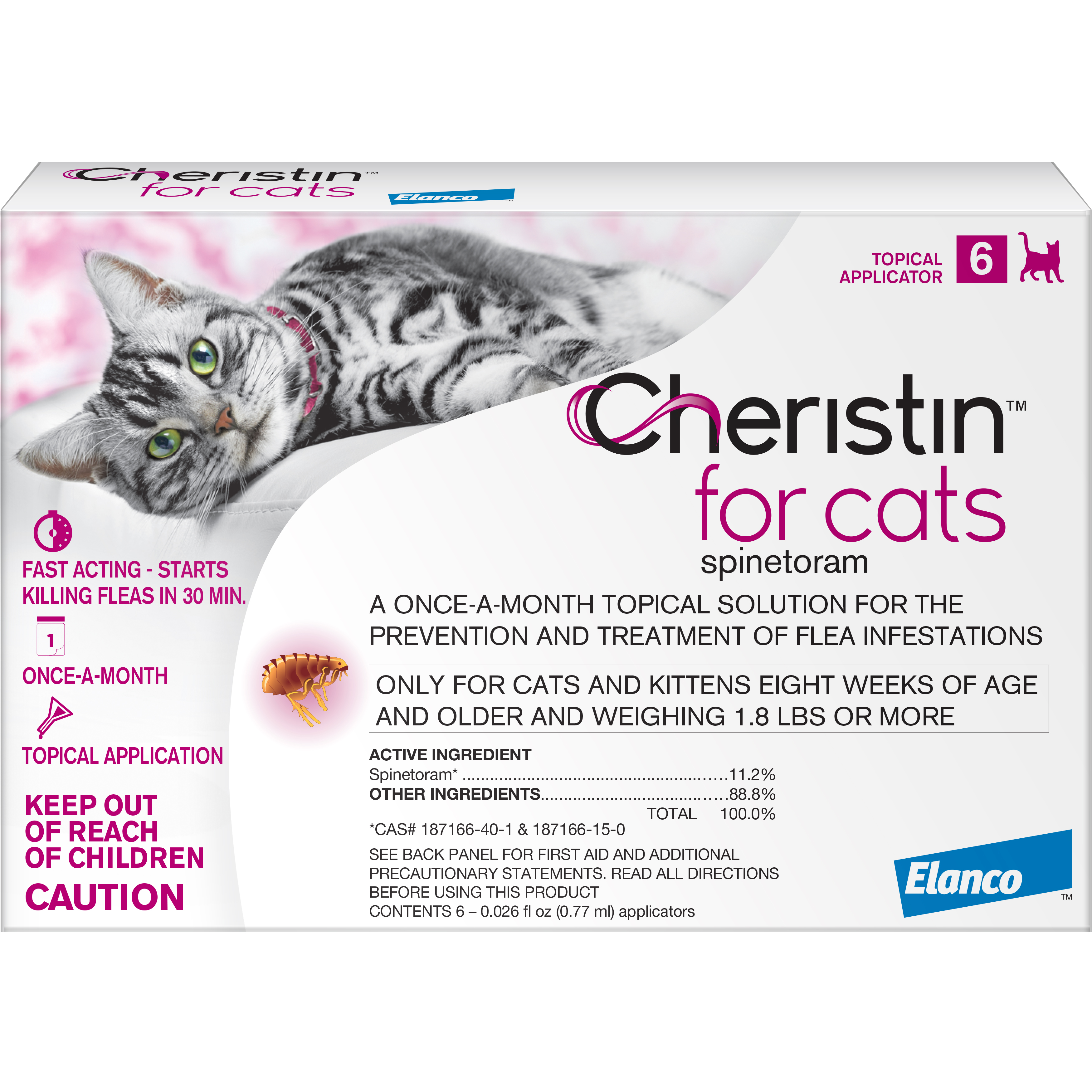 Cheristin Monthly Topical Flea Solution for Cats, 6-count