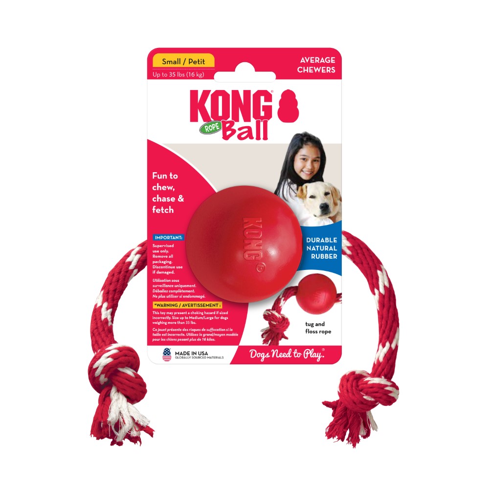 KONG Ball With Rope Dog Toy