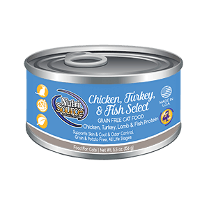 NutriSource Grain Free Chicken, Turkey & Fish Select Wet Cat Food (**)