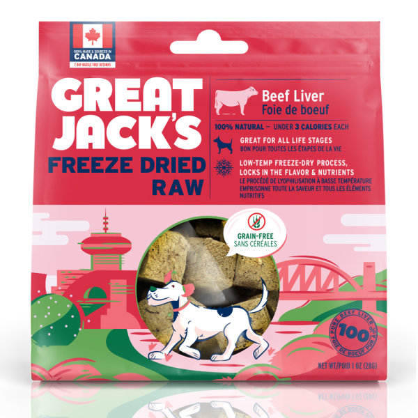 Great Jack's Beef Liver Grain-Free Freeze-Dried Dog Treats, 28-gram