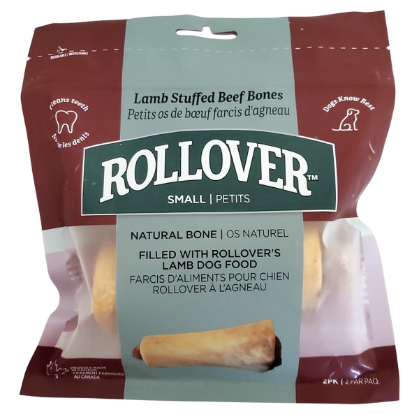 Rollover Premium Lamb Stuffed Beef Bone Dog Treats, Small, 2-pk